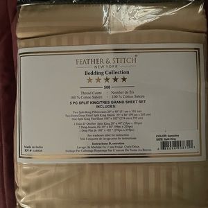 FEATHER & STITCH NEW YORK 
Split King Sheet Set